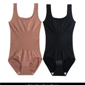 Black and Brown Shapewear with Scoop Neck and Wide Straps